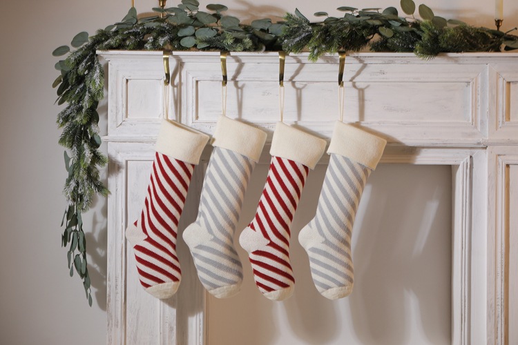 Striped Christmas Stockings Holiday Decorative Hanging Diagonal Stockings